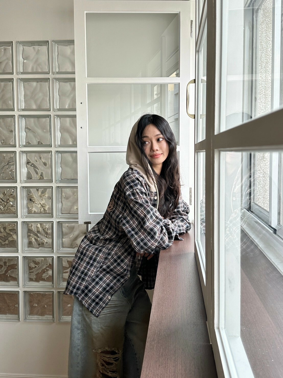 推★ 慵懶vibe統治區 連帽格紋襯衫 2colors（現貨）