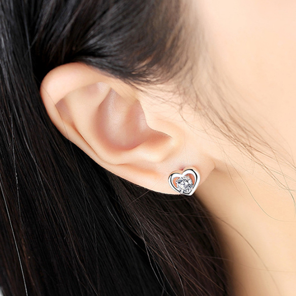 韓國JK 新款氣質簡約心形銀針耳釘 J0453