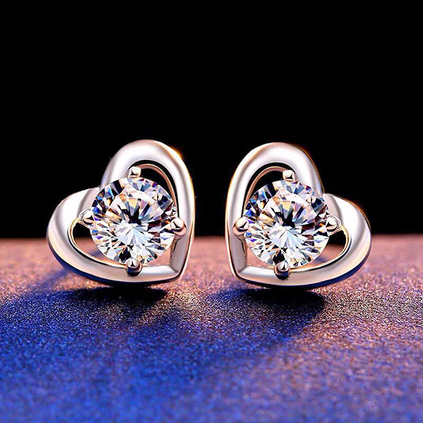 韓國JK 新款氣質簡約心形銀針耳釘 J0453