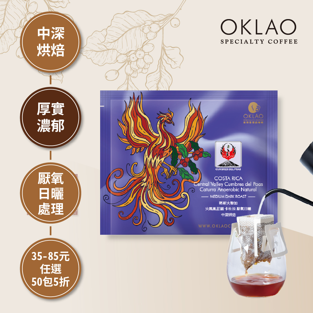 哥斯大黎加 火鳳凰莊園 卡杜拉 厭氧日曬 中深烘焙 (掛耳包)