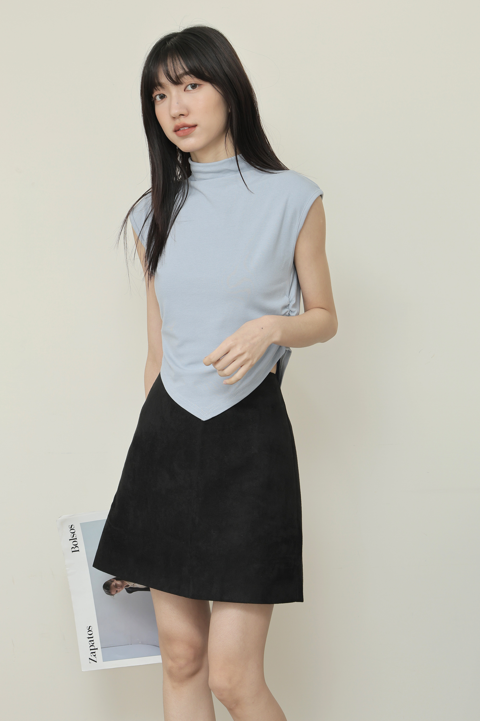 SALE300 小立領不規則下擺上衣