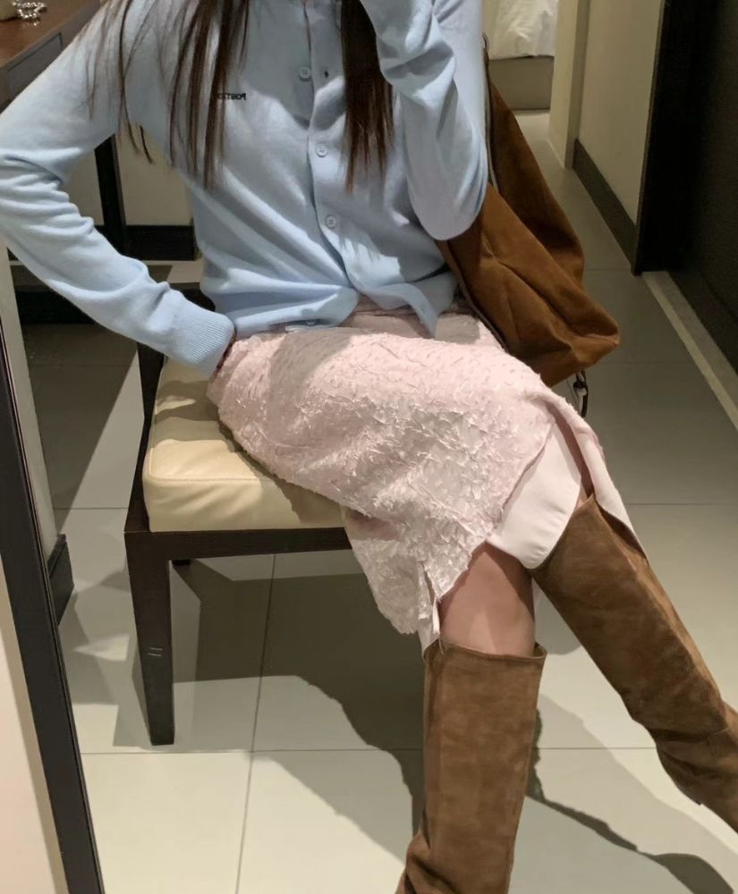 [現貨] 仙氣紋理層次中長裙[ 粉色 / Free ]