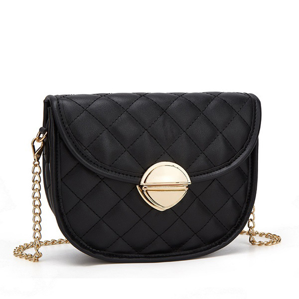 韓國JK 新款百搭潮鏈條馬鞍斜挎包菱格新款韓版單肩包 J0582