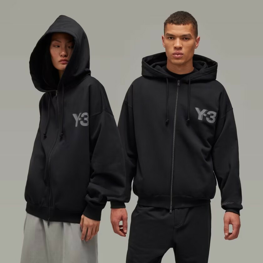 【 Y-3 LOGO ZIP HODDIE 立體反光LOGO連帽外套 - 黑 】