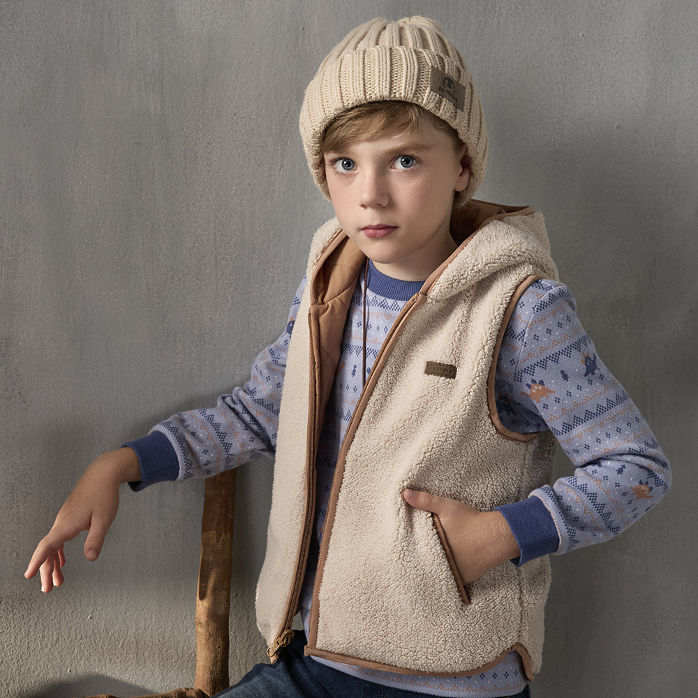 PIPPY 中性款菱格紋雙面穿連帽背心 桔