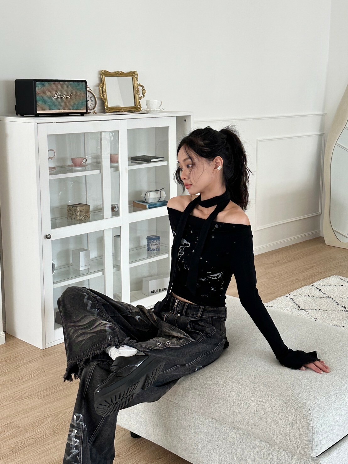 斬女辣妹🍻 潑漆設計一字領&掛脖