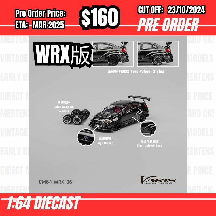 PO-$160 * CM Model * 1:64 Subaru WRX VAB Varis Chrome Black [OD17/10]