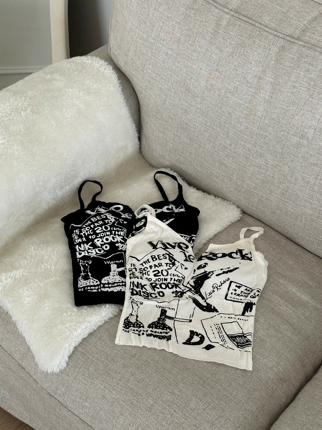 基礎美式塗鴉吊帶 帶胸墊 2colors