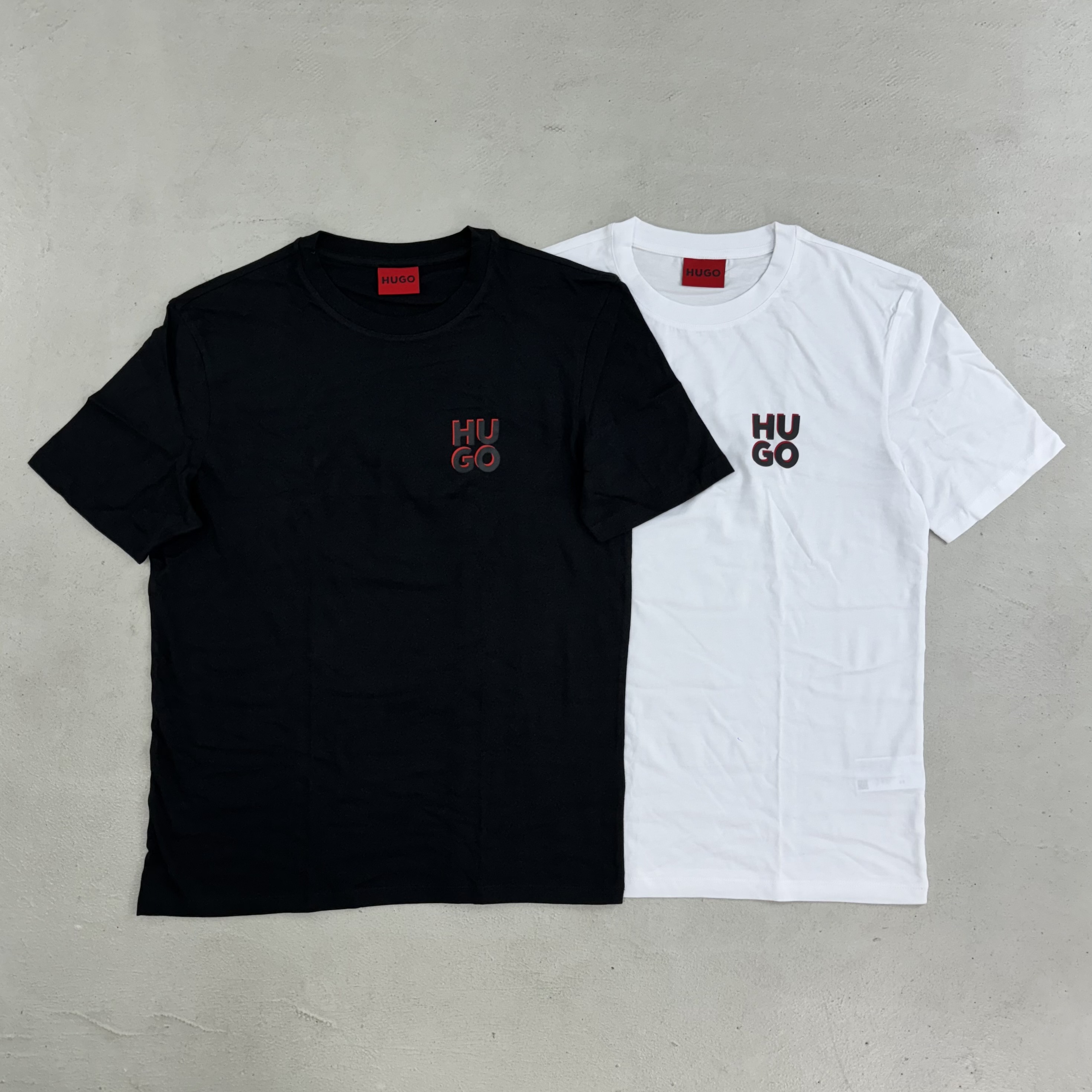 HUGO 重影LOGO短袖 黑/白【50492550】