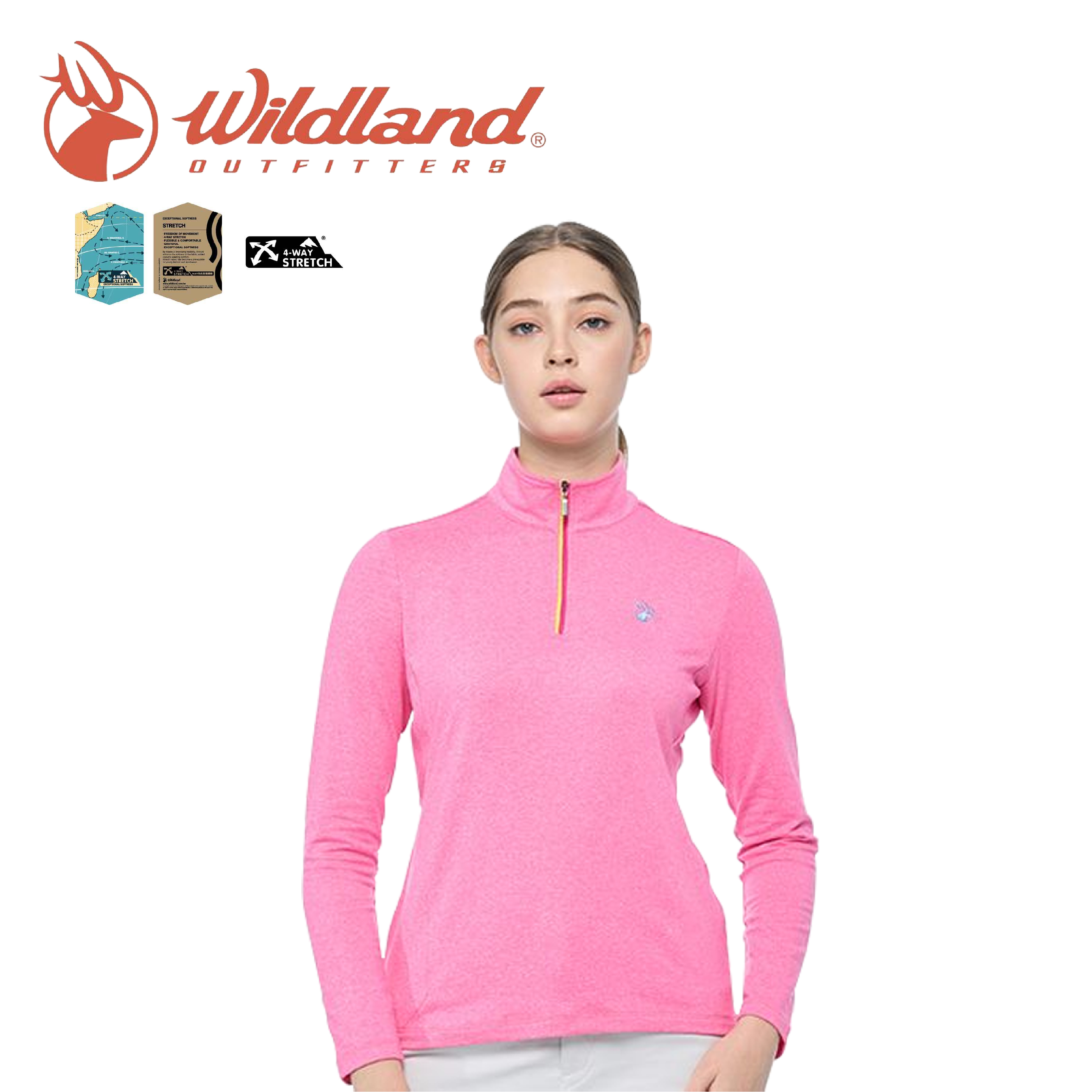 Wildland荒野 彈性雙色半開襟拉鍊衣 女款 (2色) 12WB02607