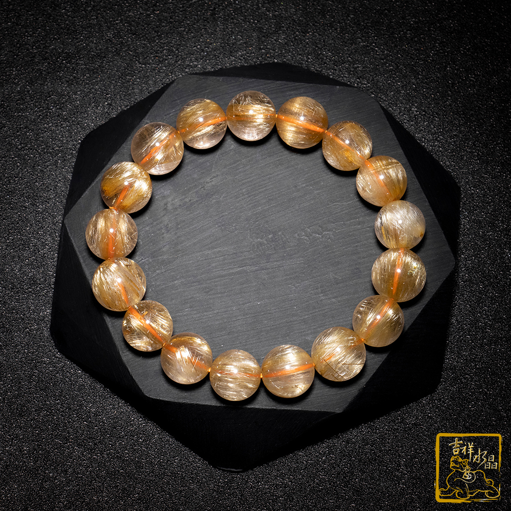 鈦晶手珠 12.8mm 聚財聚福