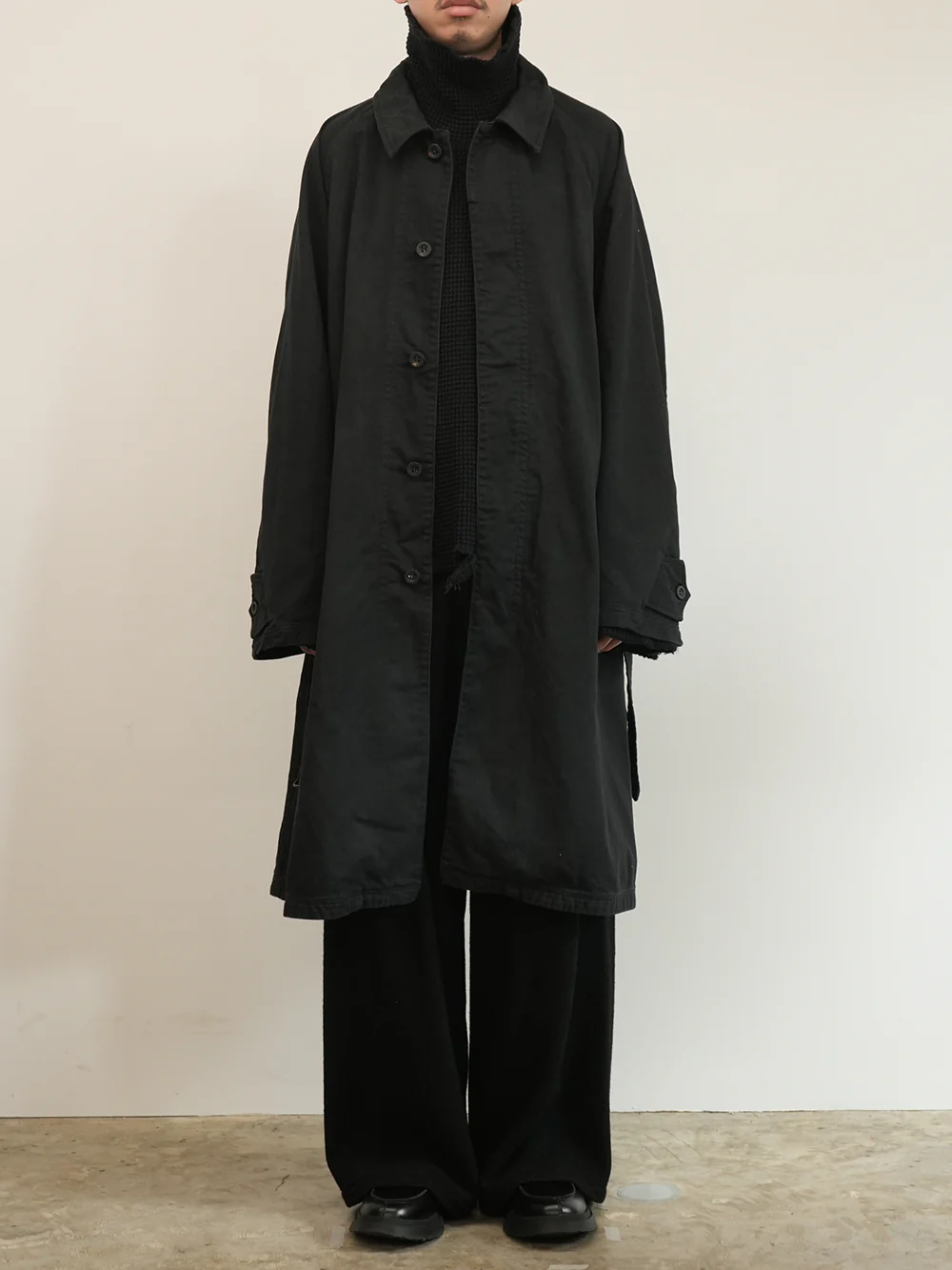 ANCELLM - DRILL BALMACAAN COAT / BLACK
