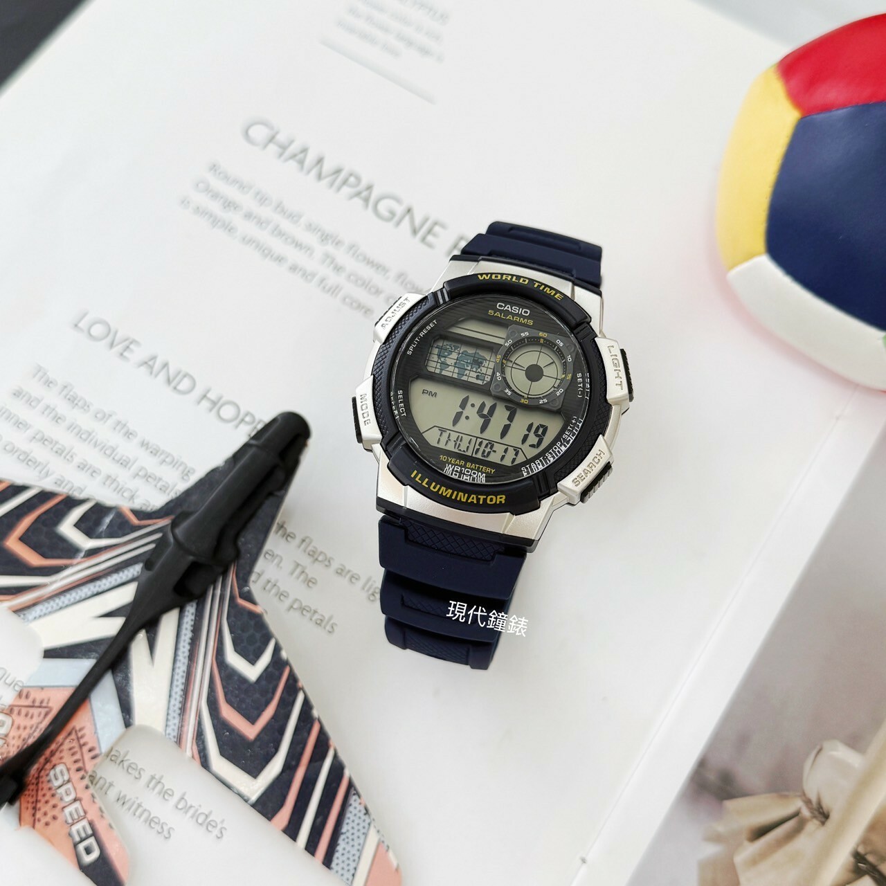 【CASIO 卡西歐】 世界地圖時區電子錶AE-1000W-2A 45mm 現代鐘錶