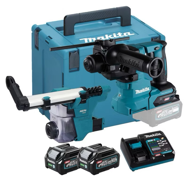MAKITA 40V無刷四溝鎚鑽 HR010GD201