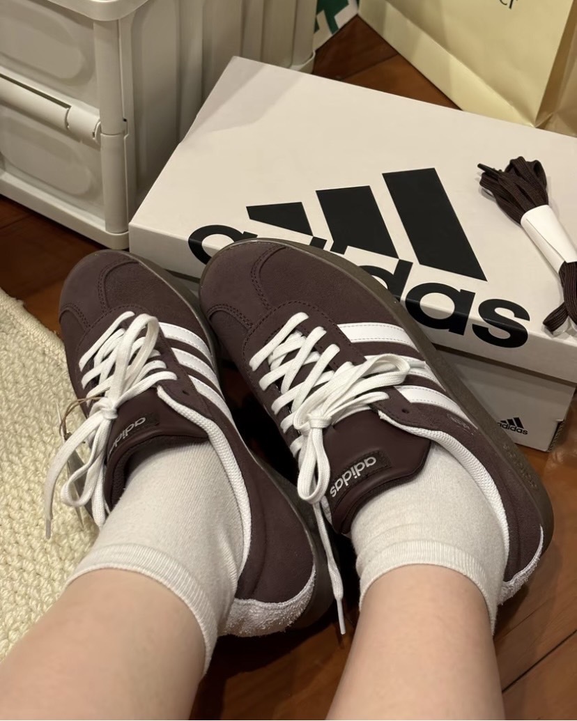 Adidas VL COURT 2.0 舒適百搭 防滑耐磨 低幫 板鞋 男女同款 棕色 JR8318