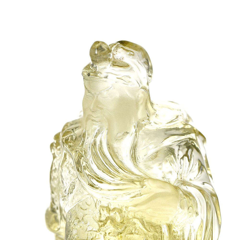 黃水晶頂級巴西黃晶武關公雕刻226g 關聖帝君黃水晶關公佛像｜手工客製木座