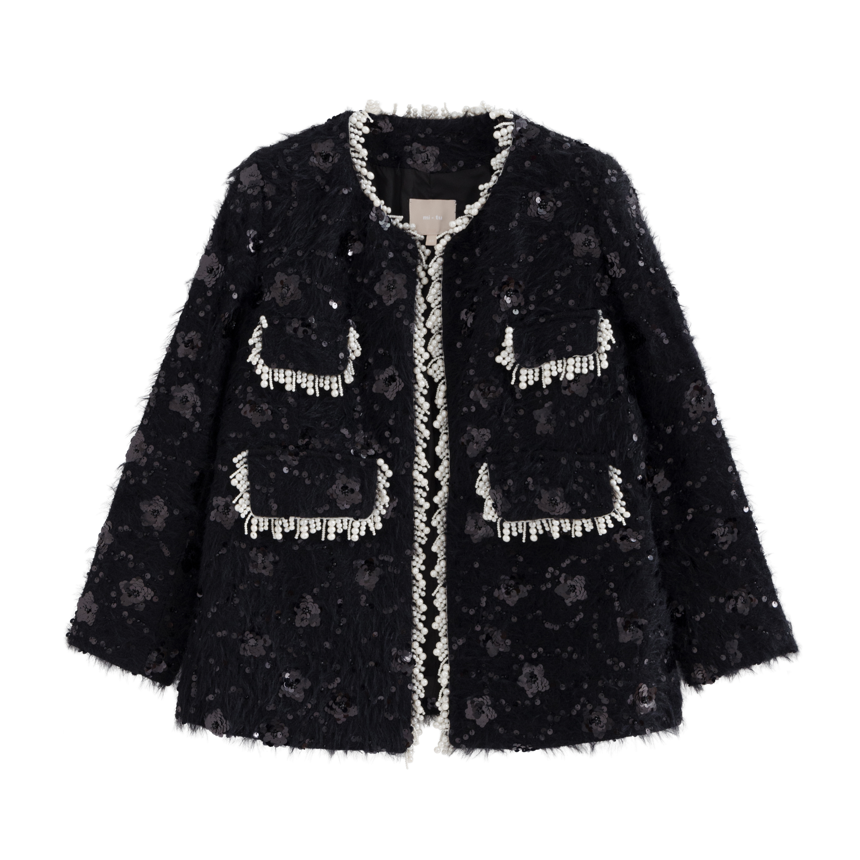 mi-tu 珠片釘珠羊毛大衣