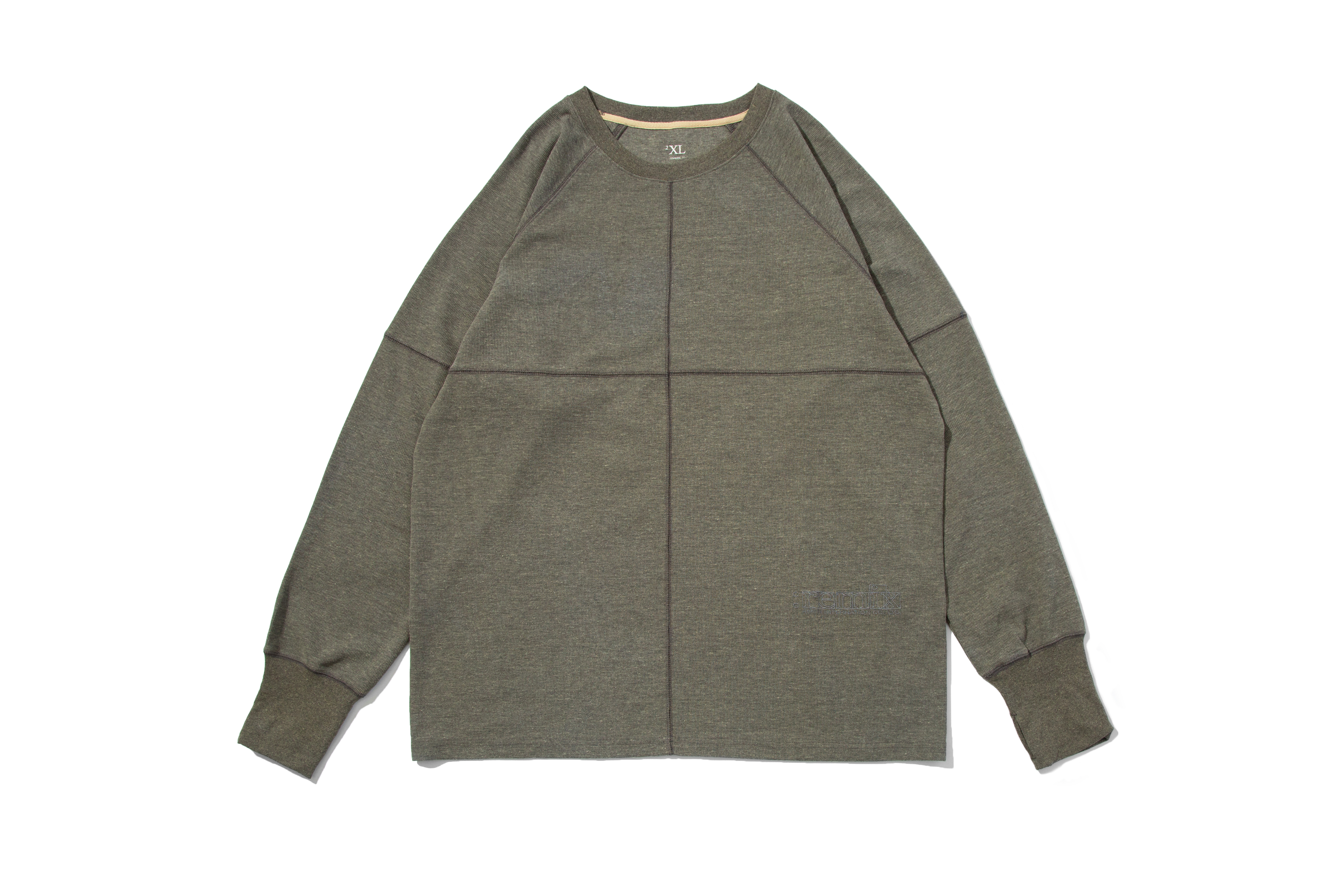REMIX "410 Waffle Long Sleeve Shirt" (Linen Green)
