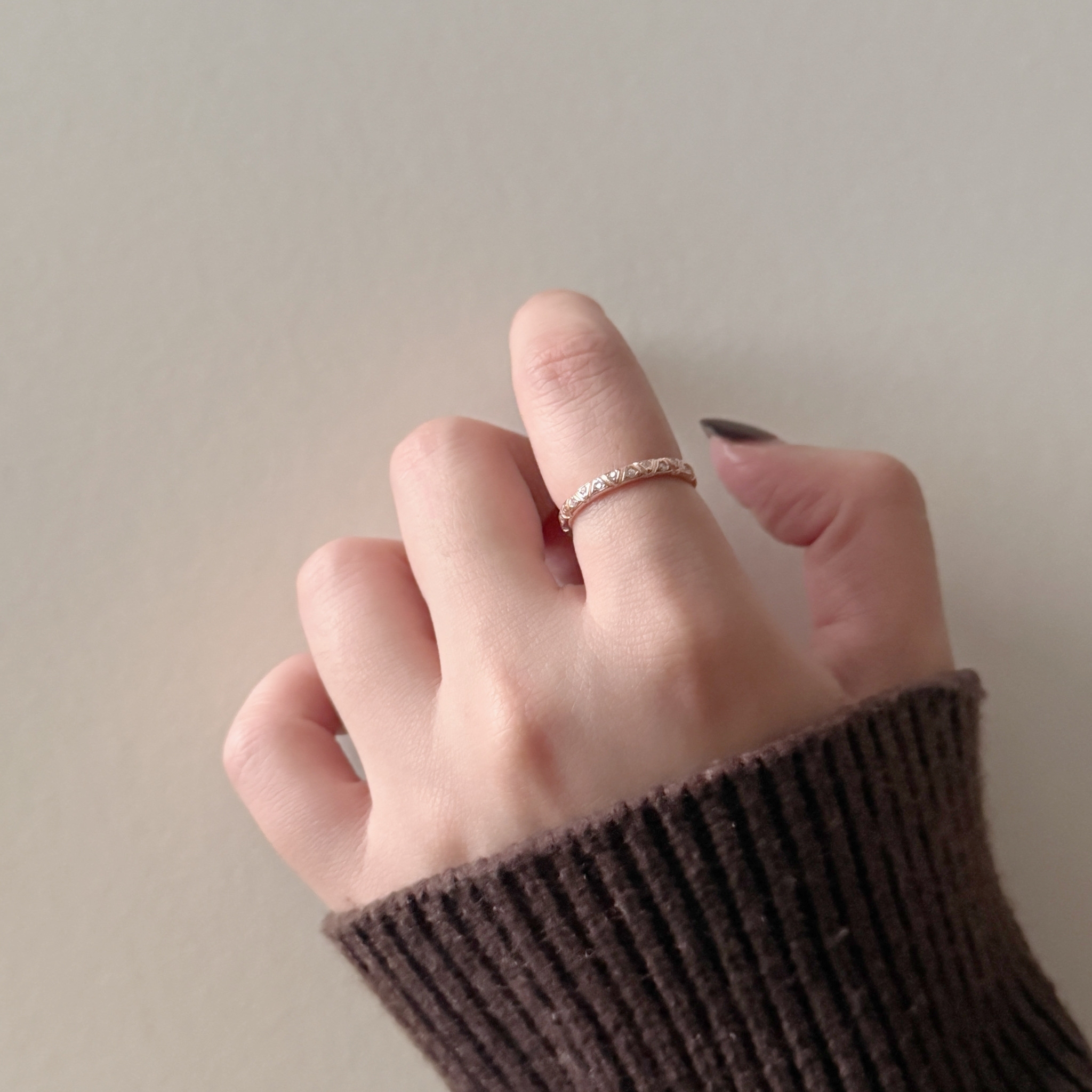 Triangle zircon band ring