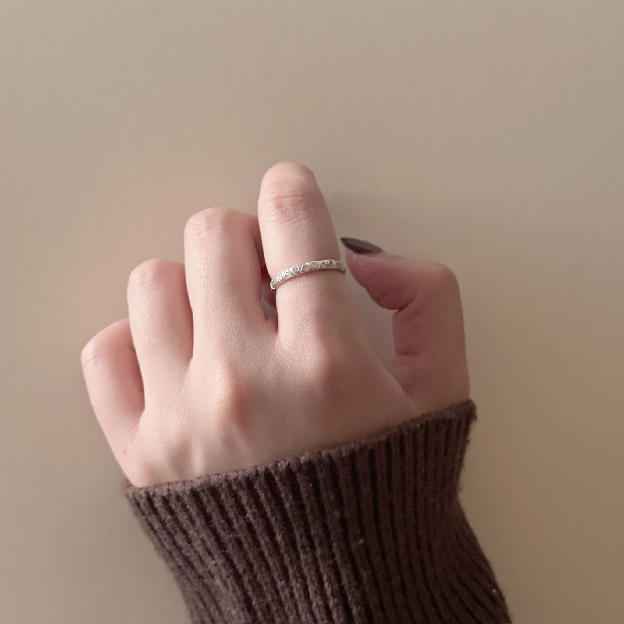 Triangle zircon band ring