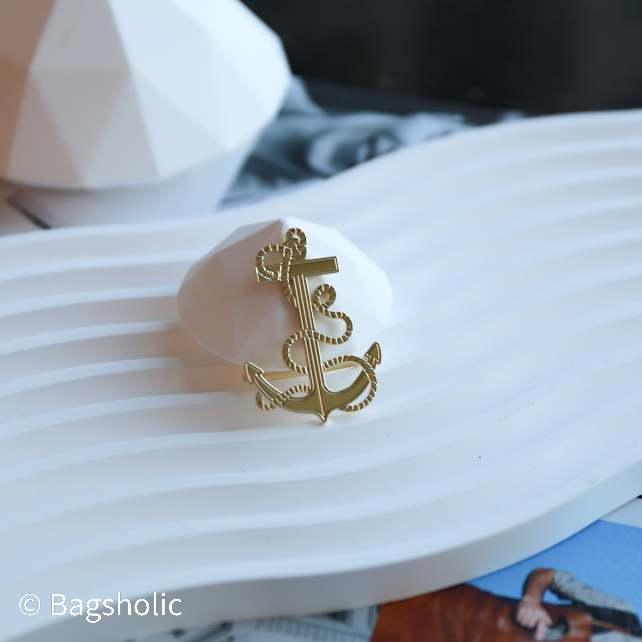 Hermès Scarf Ring Ancre Marine GHW