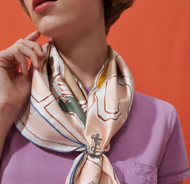 Hermès Scarf Ring Ancre Marine PHW