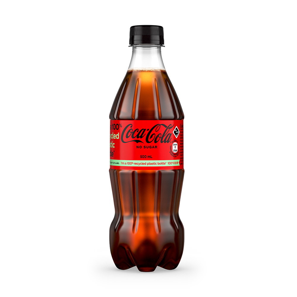 無糖可口可樂汽水 500毫升X24支膠樽裝 - 原箱