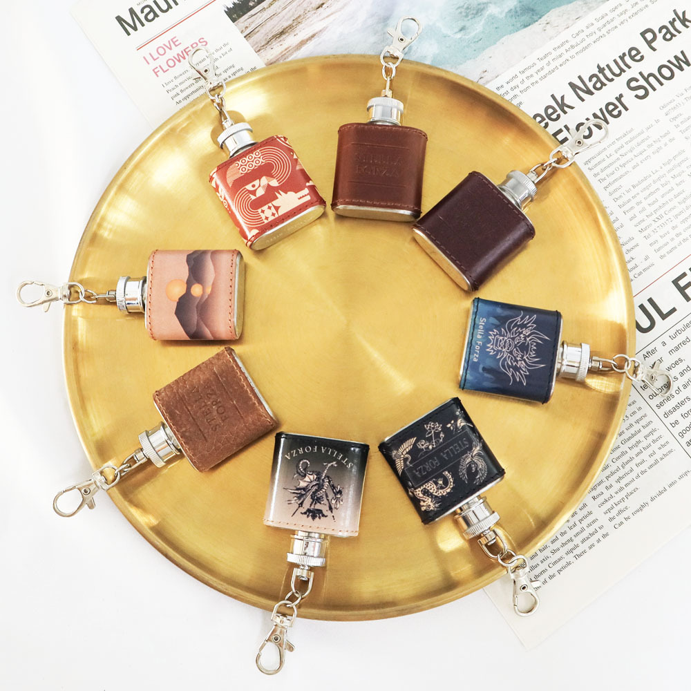 1OZ真皮不銹鋼隨身小酒壺（附漏斗）－共8款