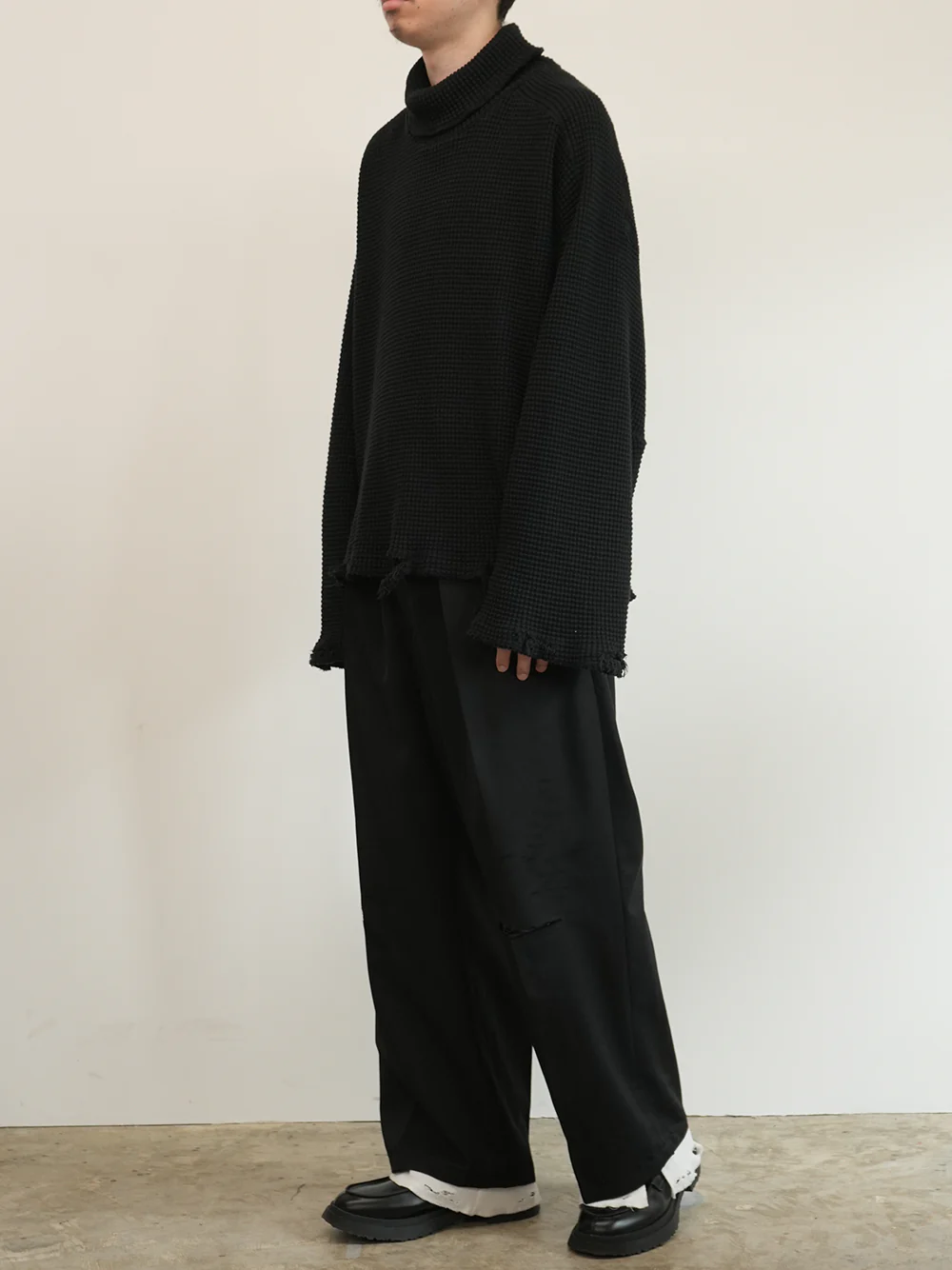 ANCELLM - WOOL DAMAGE WIDE SLACKS / 2COLORS