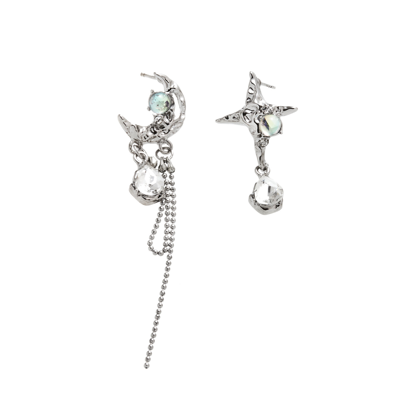 平價飾品,銀針,月亮星星,鋯石,垂墜耳環