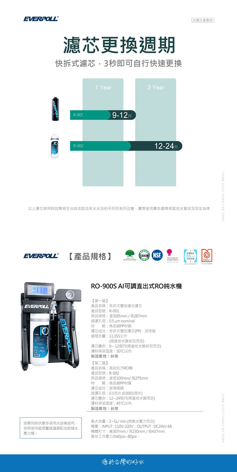 愛科 AI可調直出式RO純水機 RO-900S