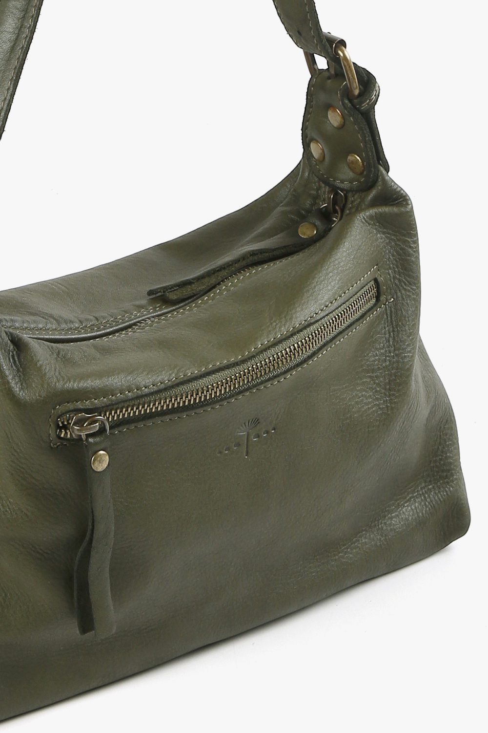 Guilia Plain 鞣革小型肩背包 深綠