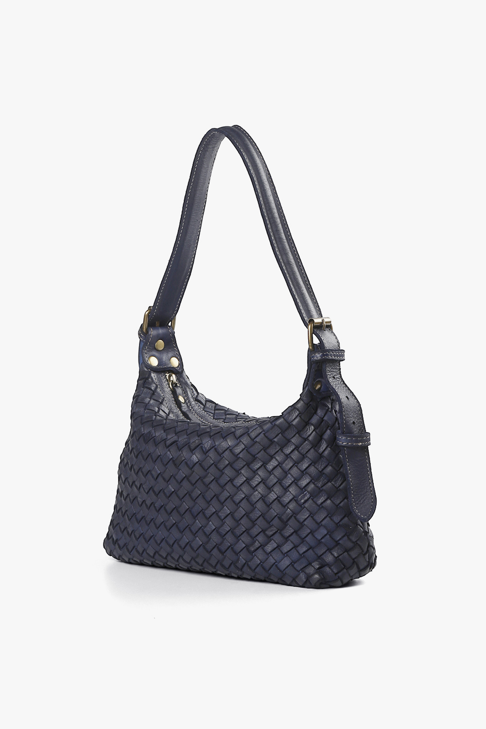 Guilia 編織付背帶小肩背包-深藍