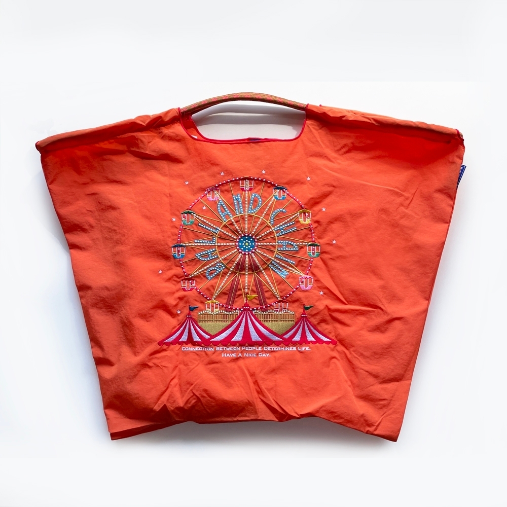 Ball＆Chain 刺繡環保購物袋 L號 - 橘 (30114265)
