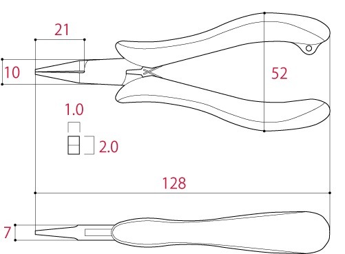 TM-08,纖細平口鉗,尺寸規格