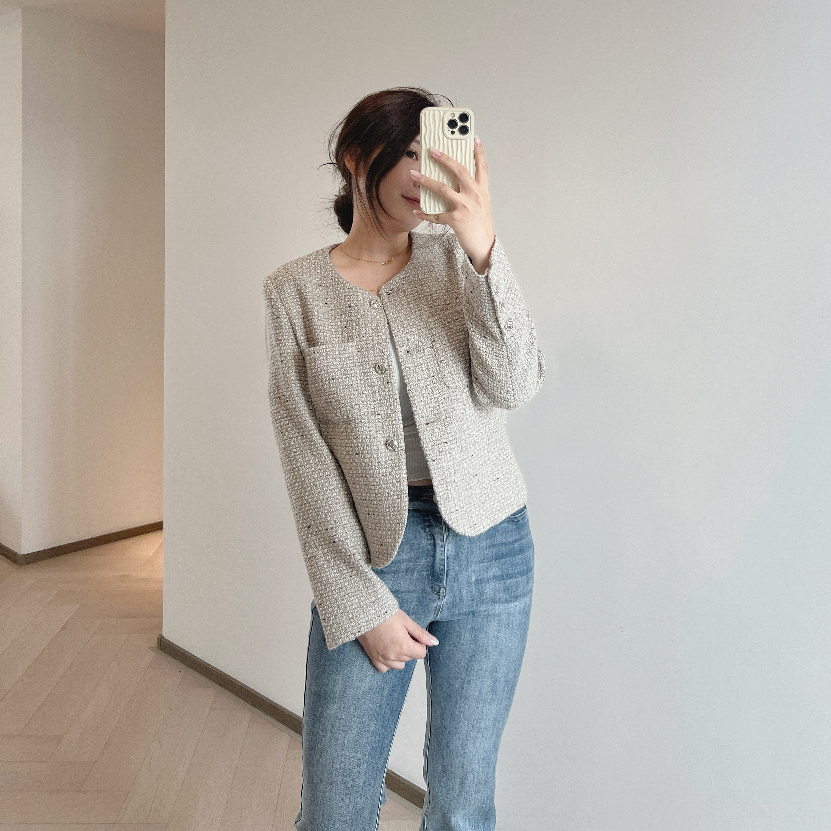 現貨 7078 寬鬆隨性風TWEED外套