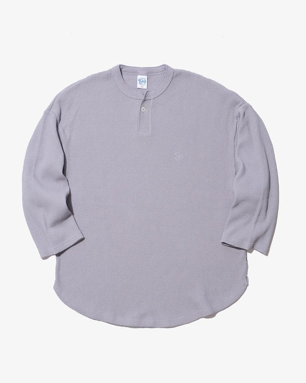 KEBOZ 2tone Heavy Weight Waffle Henley Neck