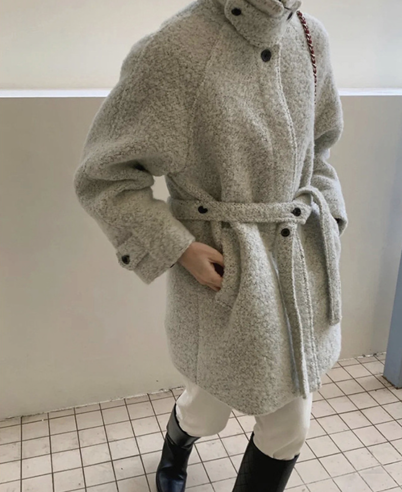 正韓ᴷᴼᴿᴱᴬ 🇰🇷奧利奧氣質加厚羊毛捲大衣