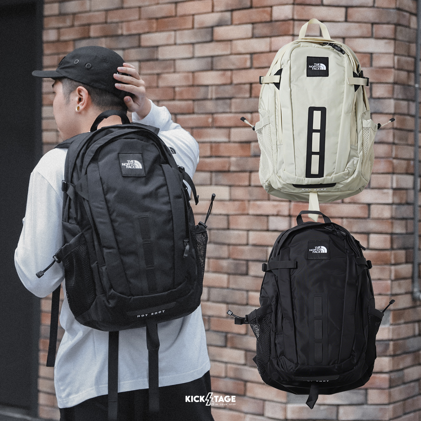 THE NORTH FACE HOT SHOT SE BACKPACK 黑色 沙色 多夾層 機能防水 後背包【NF0A3KYJ】