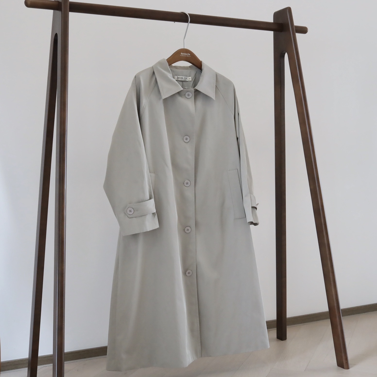 現貨 7081 低飽和灰翻領長外套