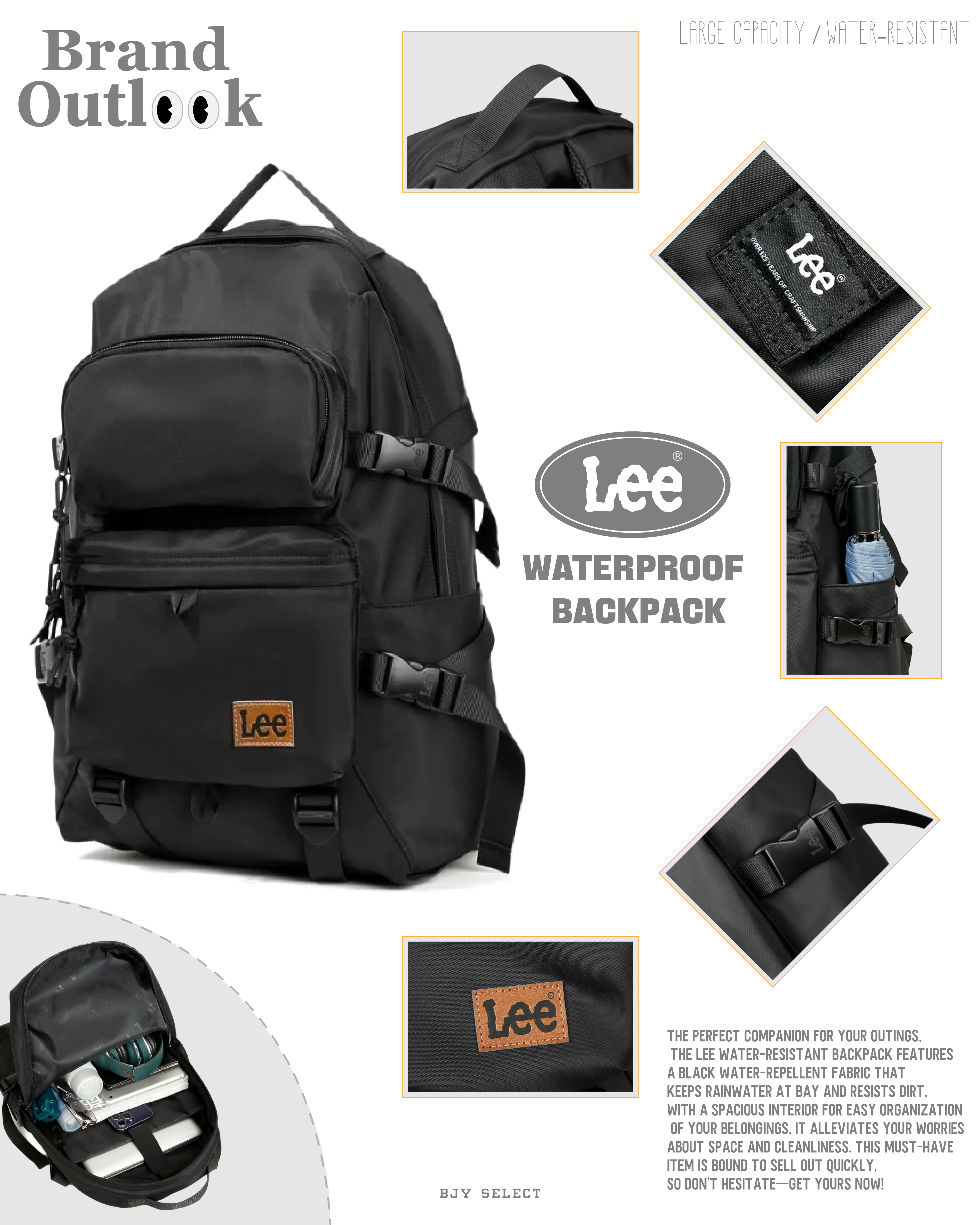 #預購 LEE 多功能 雙格 雙肩包 後背包 黑色