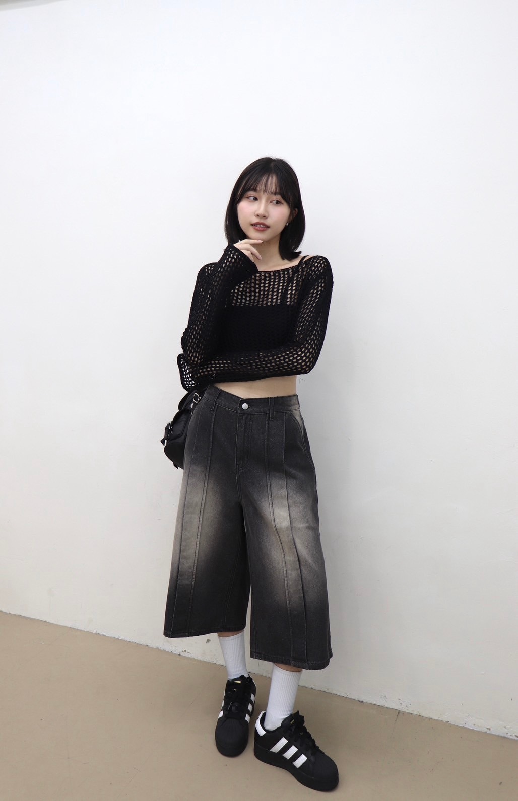 (GOAL) JI 刷色 調節扣 七分 牛仔褲 5129