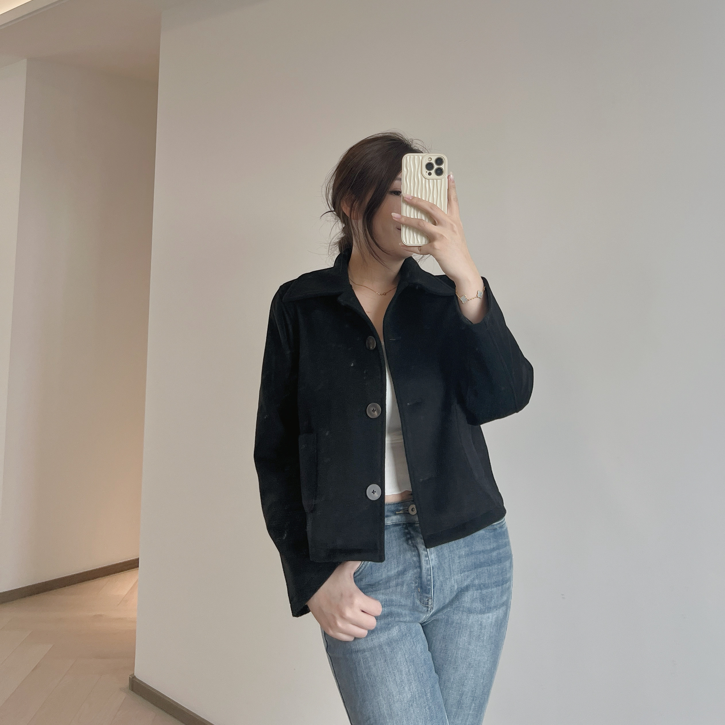 現貨 7093  100% Wool 毛呢短外套