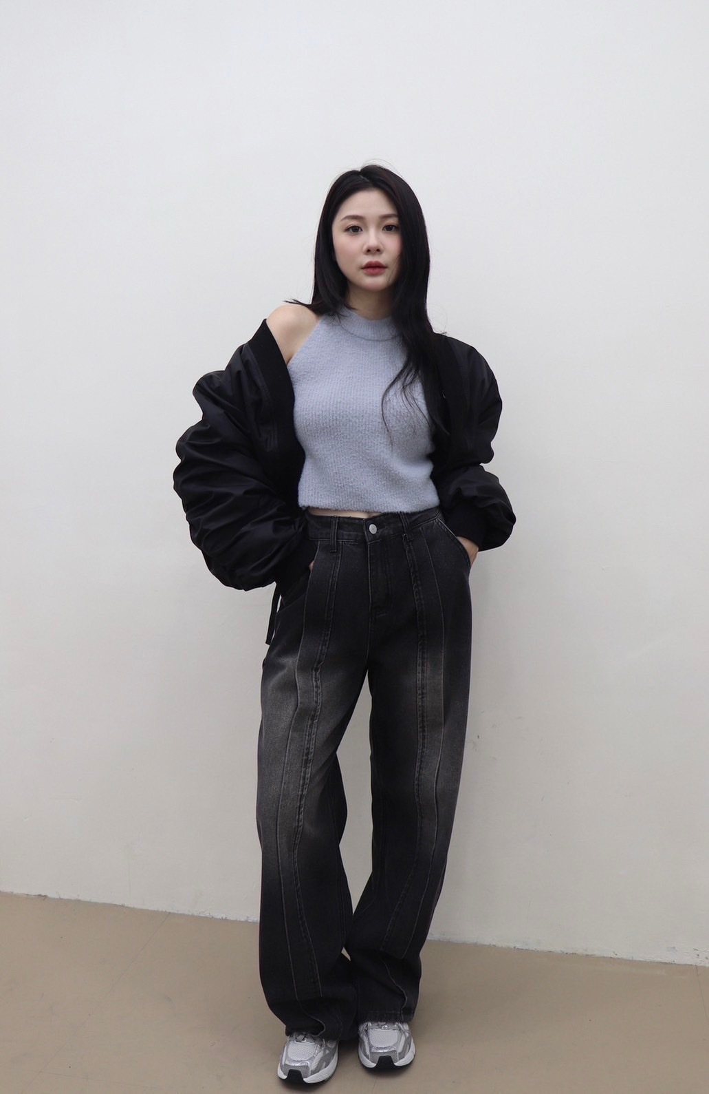 (GOAL) JI 水洗 立體 中條 落地褲 5128