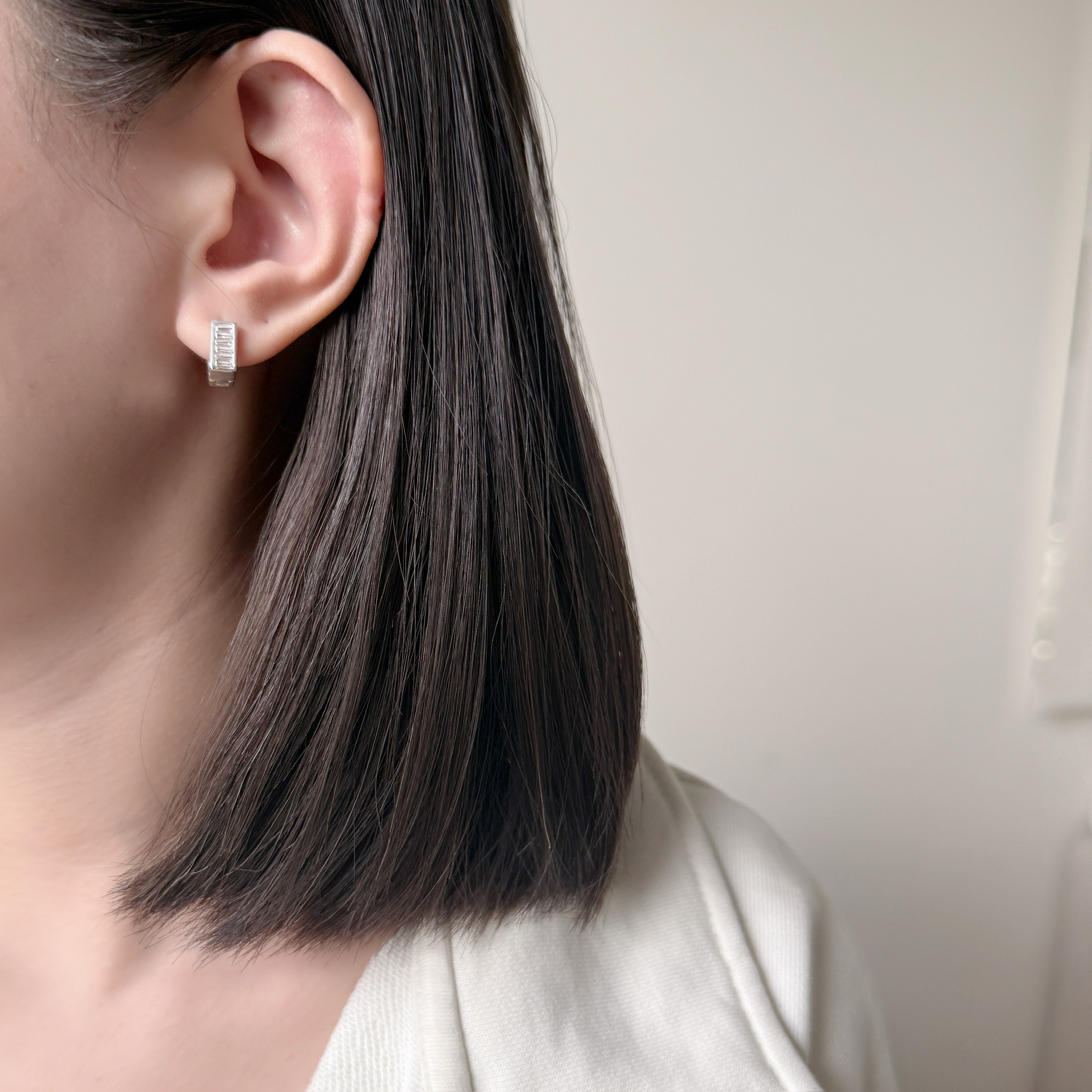 Square baguette zircon earrings