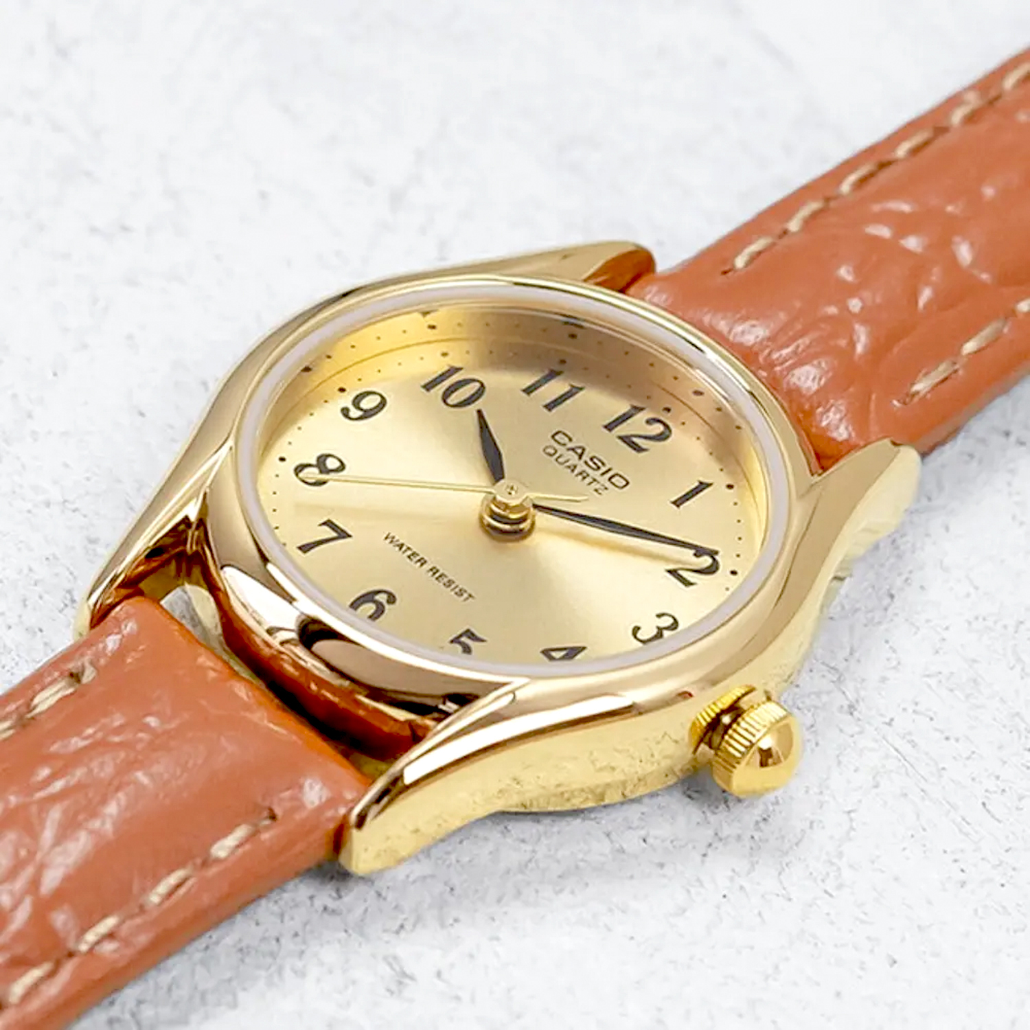 Casio LTP-1094Q-9B 23mm 啡金 數字面 女裝皮帶錶 復古錶