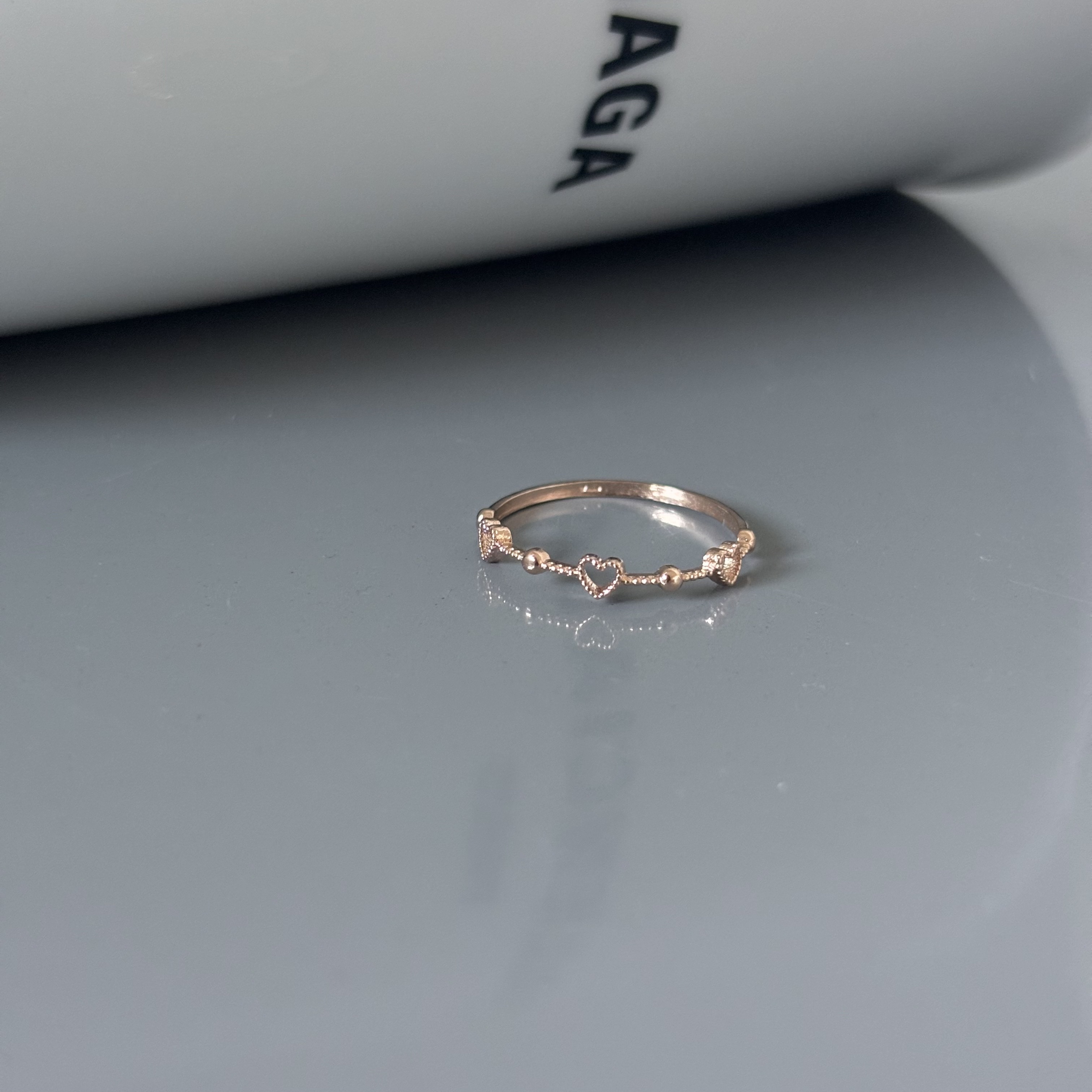 簍空愛心小珠戒指