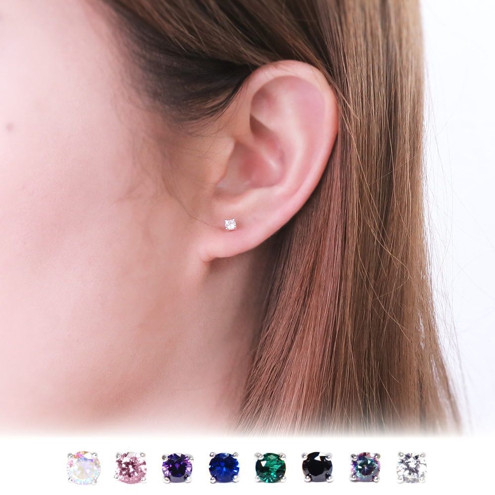 極簡圓形 3mm 單鑽耳環 爪鑲設計 925純銀耳環 必備款 女生耳環