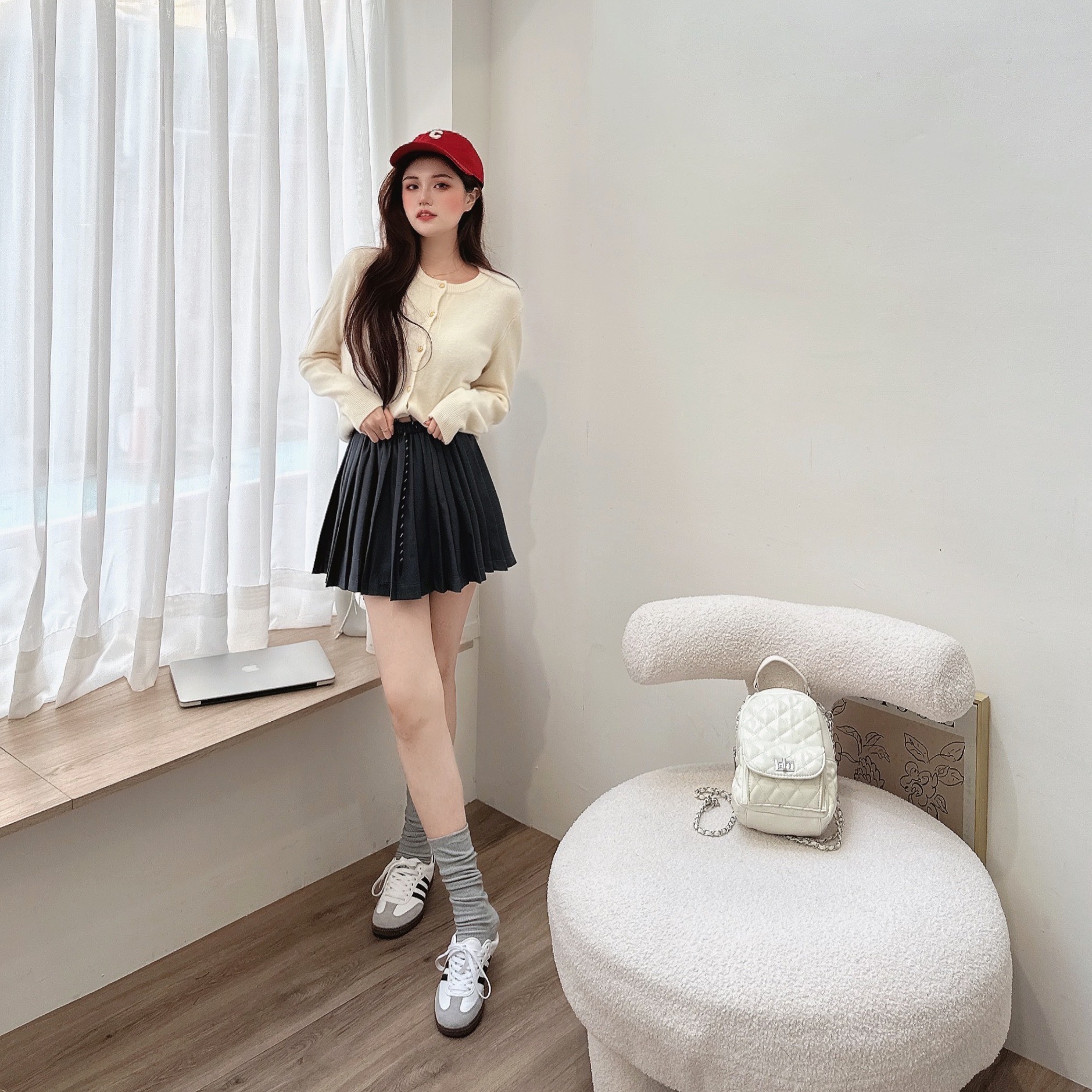 MIU風金釦原針織外套/三色