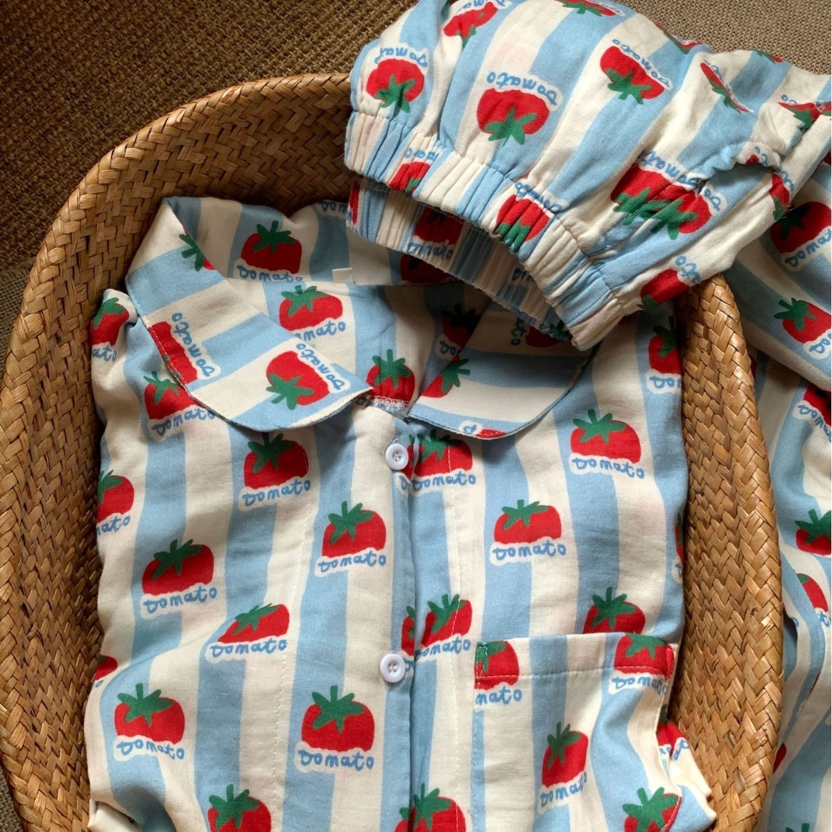 《4988》小番茄藍條紋襯衫居家服